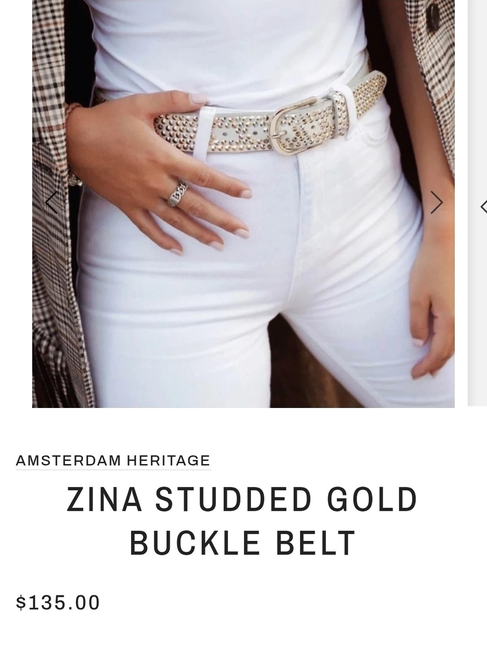 NWT Zina Studded Gold Belt